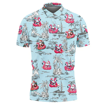 Polo de Noël homme - Polo stylé rouge festif