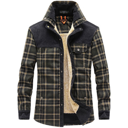 Veste d'hiver homme carreaux polaire manteau bûcheron