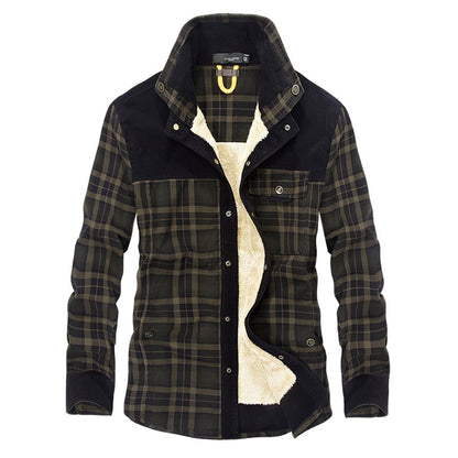 Veste d'hiver homme carreaux polaire manteau bûcheron