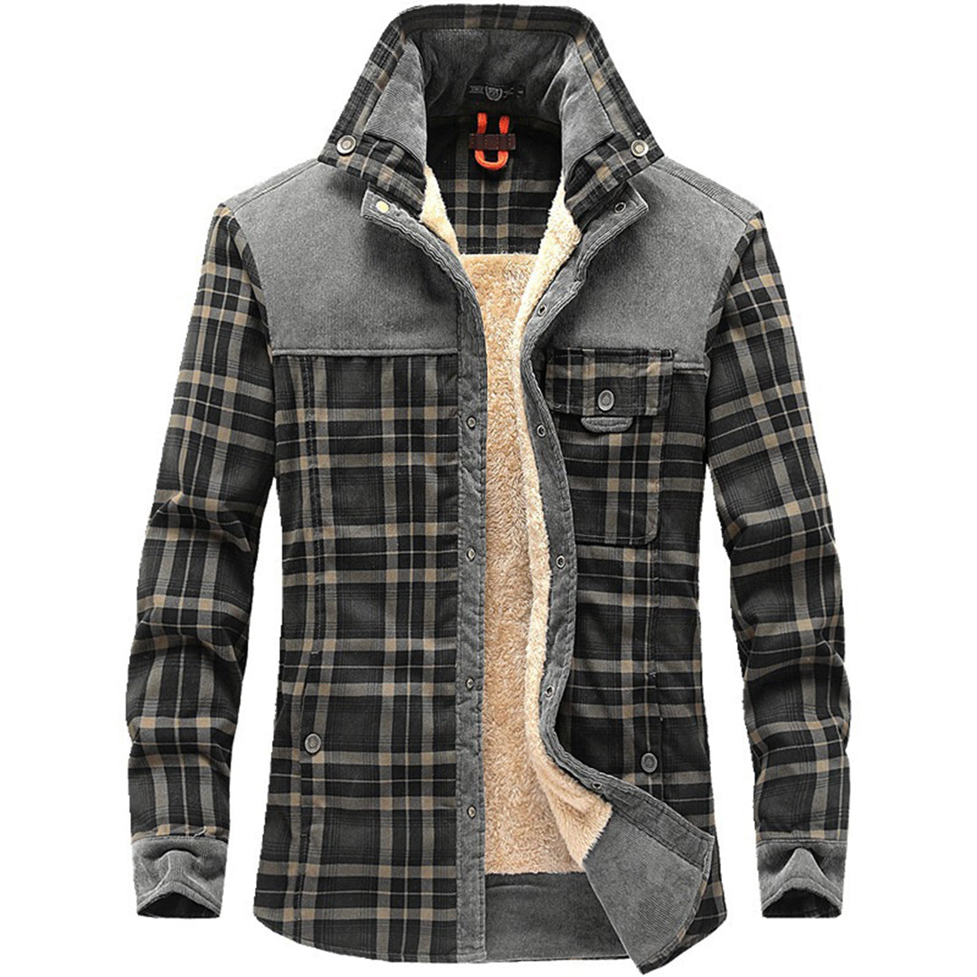 Veste d'hiver homme carreaux polaire manteau bûcheron