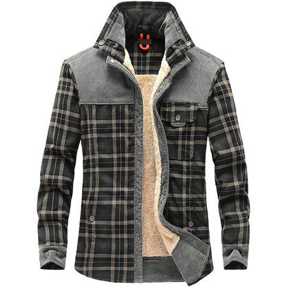 Veste d'hiver homme carreaux polaire manteau bûcheron