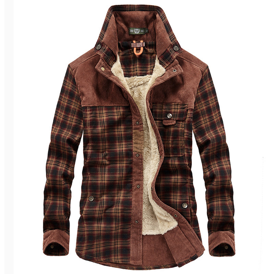 Veste d'hiver homme carreaux polaire manteau bûcheron