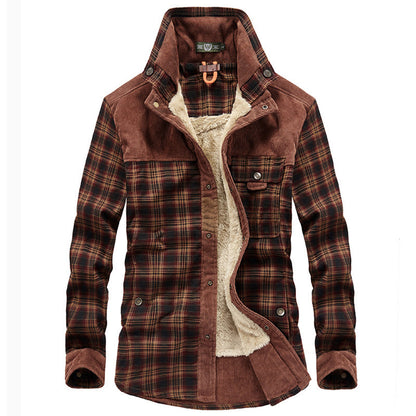 Veste d'hiver homme carreaux polaire manteau bûcheron