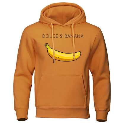 Sweat à capuche pour homme avec poche kangourou et motif bananes
