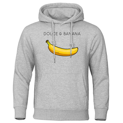 Sweat à capuche pour homme avec poche kangourou et motif bananes