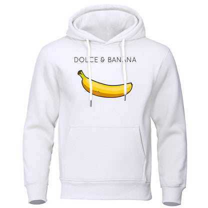 Sweat à capuche pour homme avec poche kangourou et motif bananes