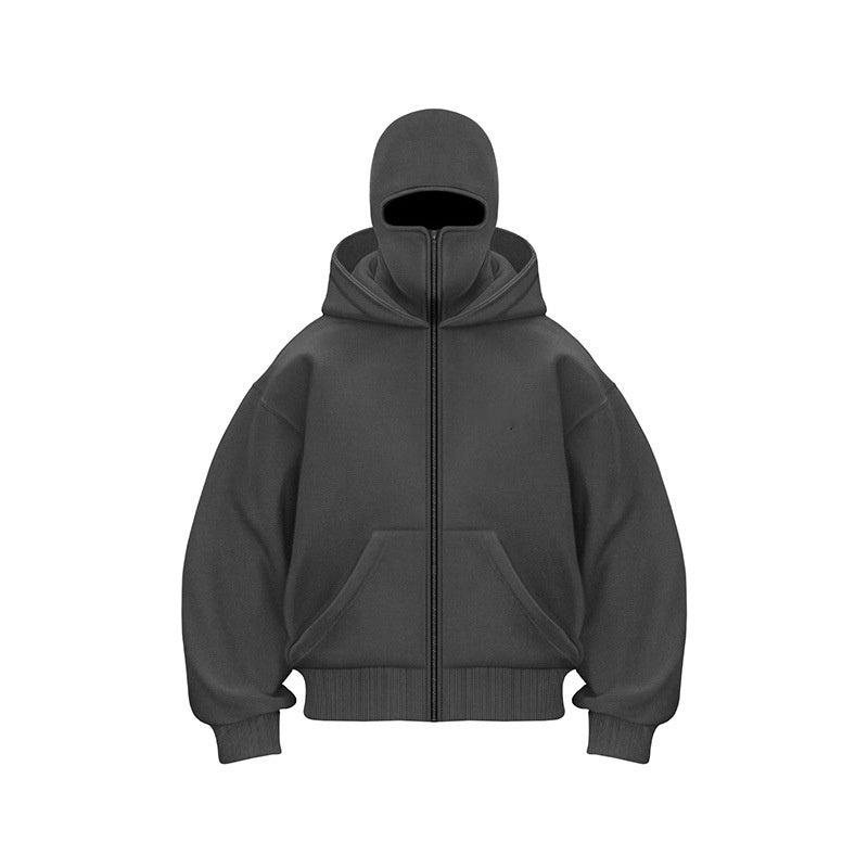 Sweat à capuche homme chaud avec masque et fermeture éclair