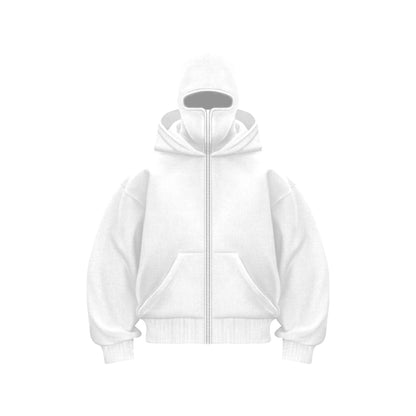 Sweat à capuche homme chaud avec masque et fermeture éclair