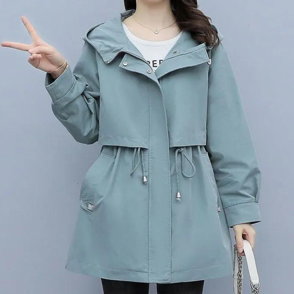 Herbstjacke Damen Kapuzenparka Schnürung Warm - IdealeKleiden