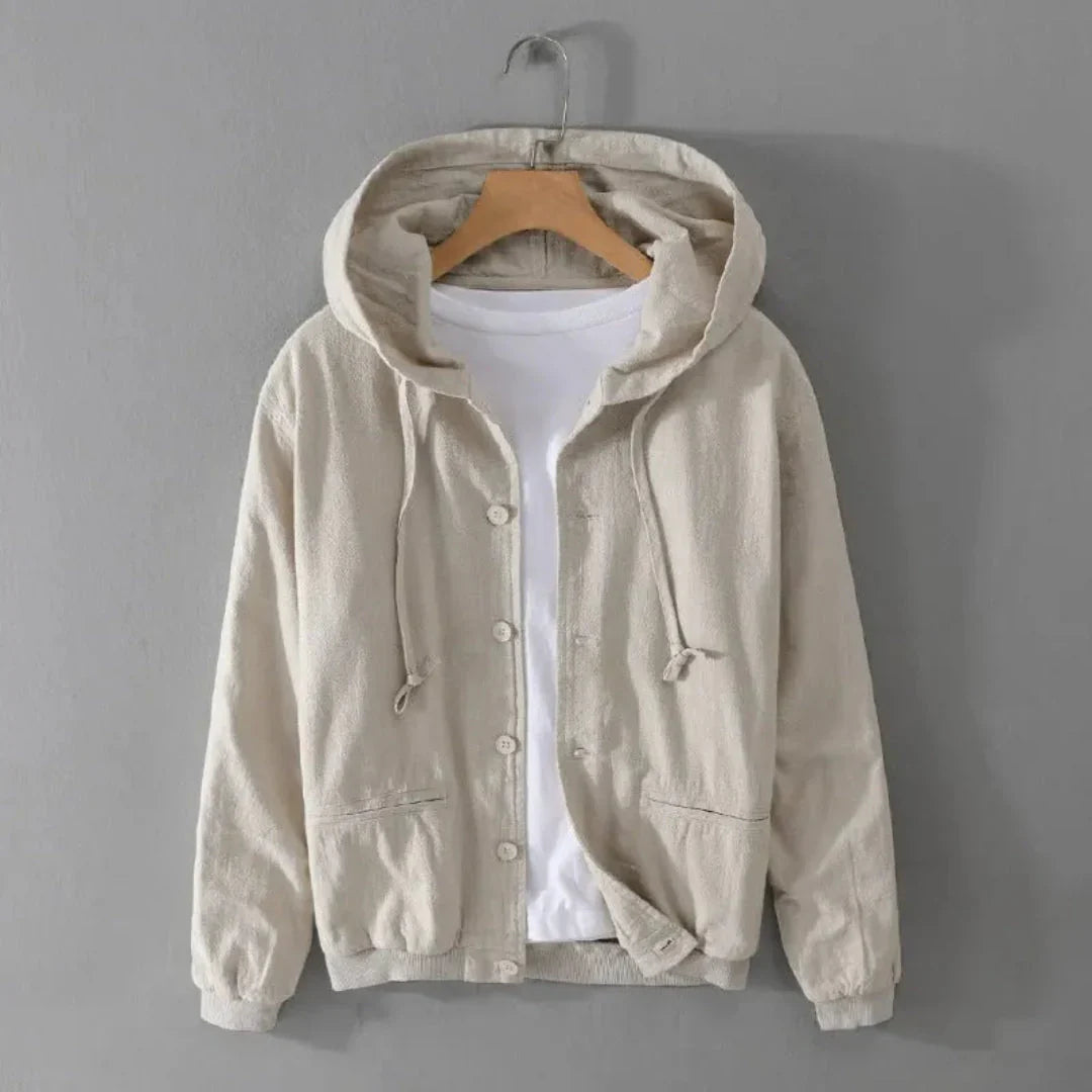 Veste à capuche stylée effet lin