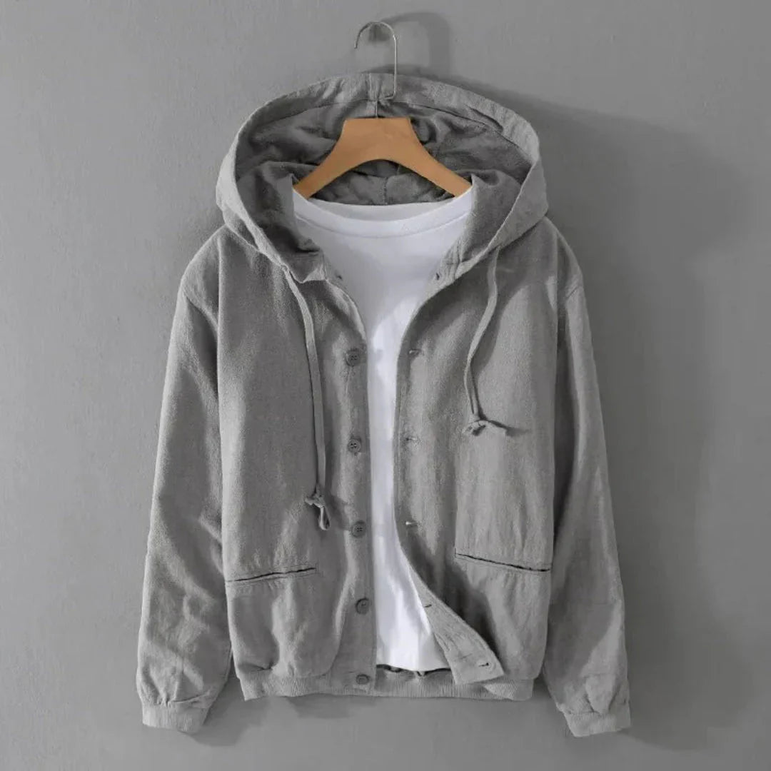 Veste à capuche stylée effet lin