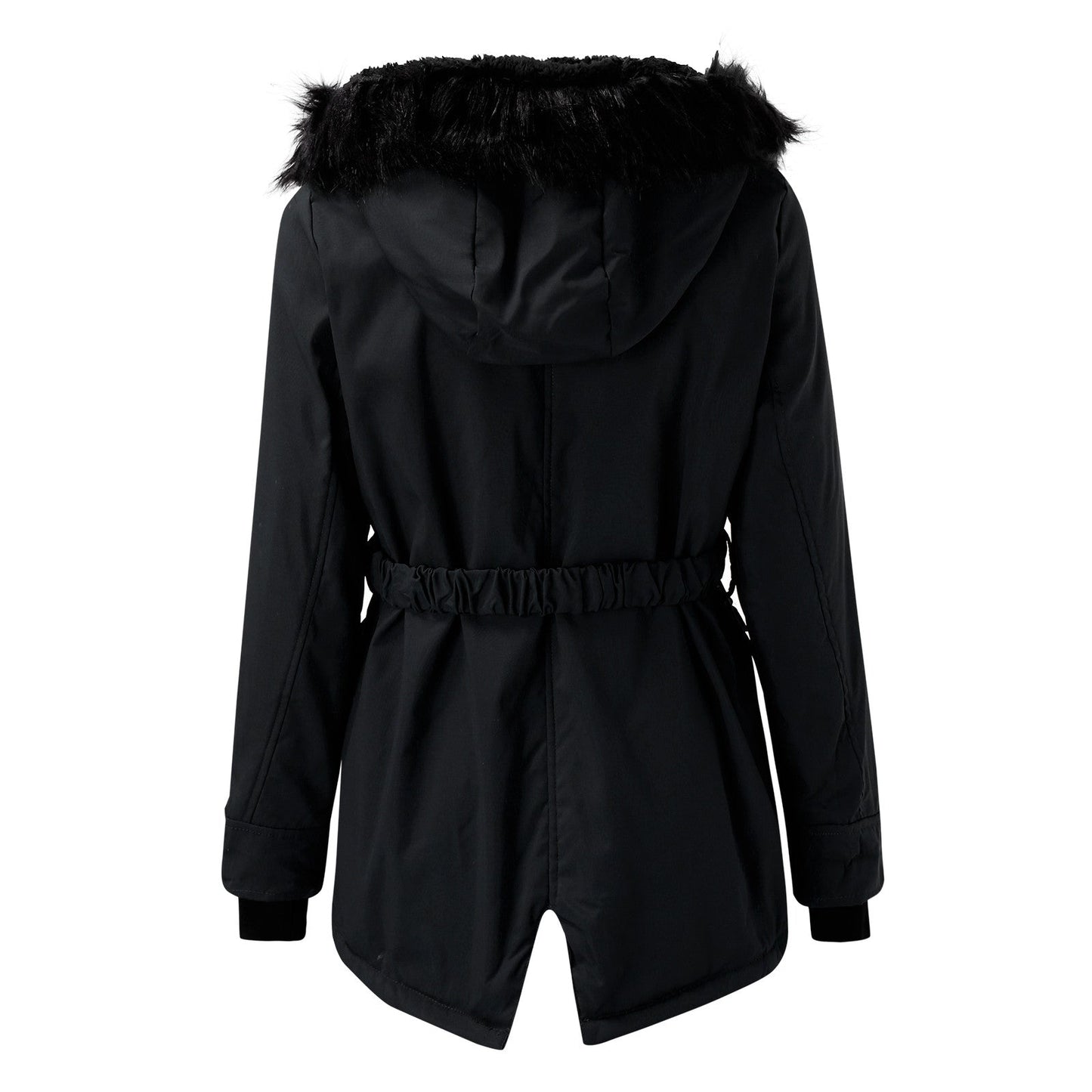Stylischer Wintermantel mit Kapuze und Taille - IdealeKleiden