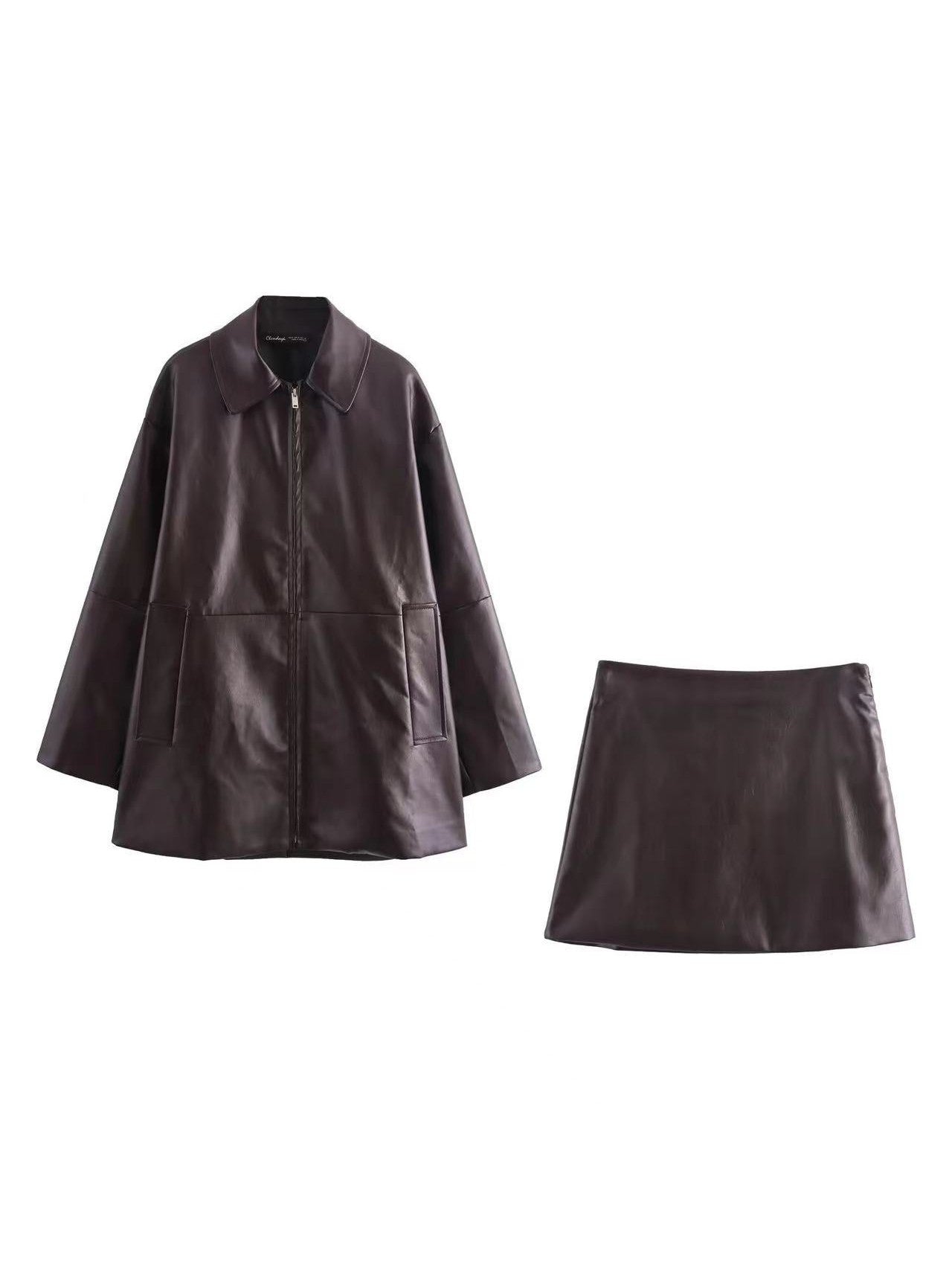 Ensemble élégant robe | Long manteau & mini-jupe combo