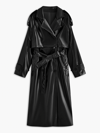 Veste longue en similicuir élégante pour femme