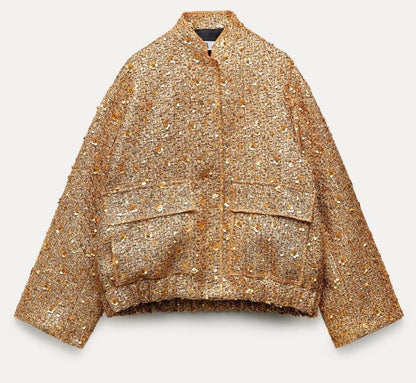 Veste à paillettes brillantes élégante pour femme