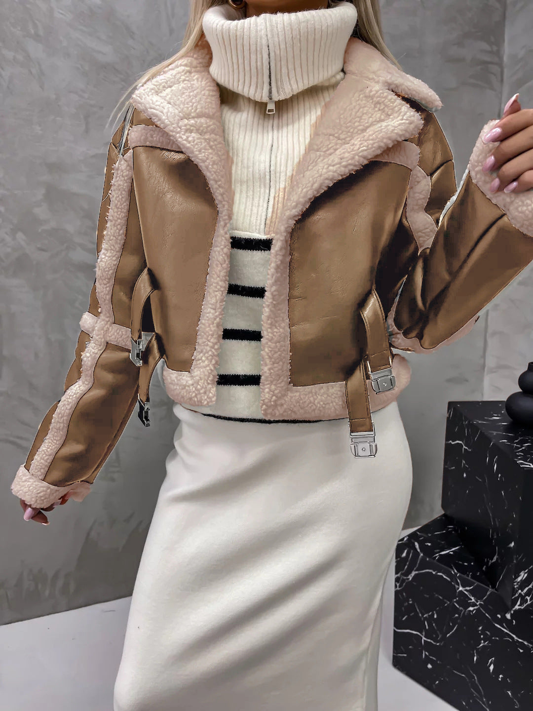 Manteau de fourrure long de luxe pour femme