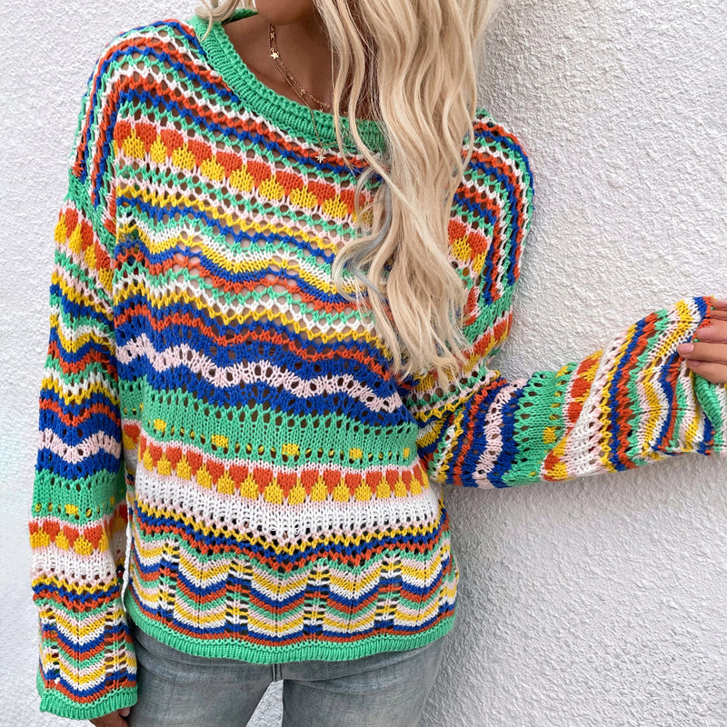 Pull en maille élégant Motif rayé Design raffiné
