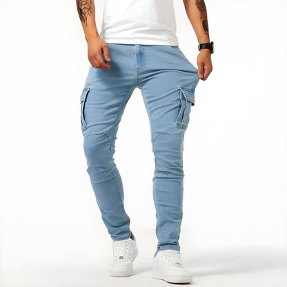 Pantalon cargo homme slim multipoches