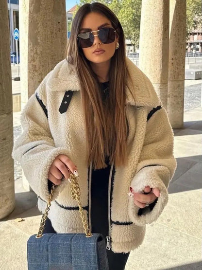 Veste teddy pour femme à la mode et polyvalente