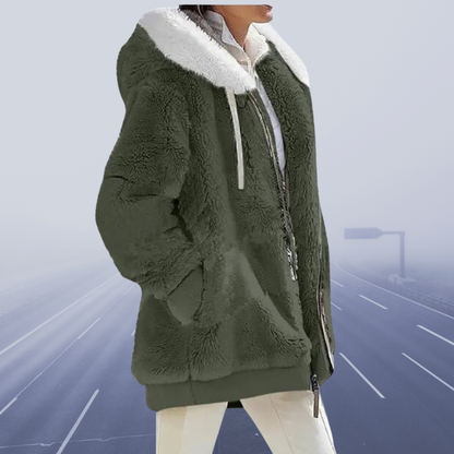 Veste oversize femme en teddy-peluche manteau chaud d'hiver