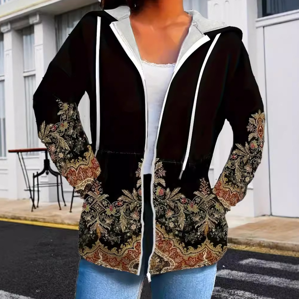 Veste d'automne chaude à capuche pour femme