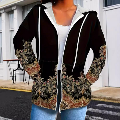 Veste d'automne chaude à capuche pour femme