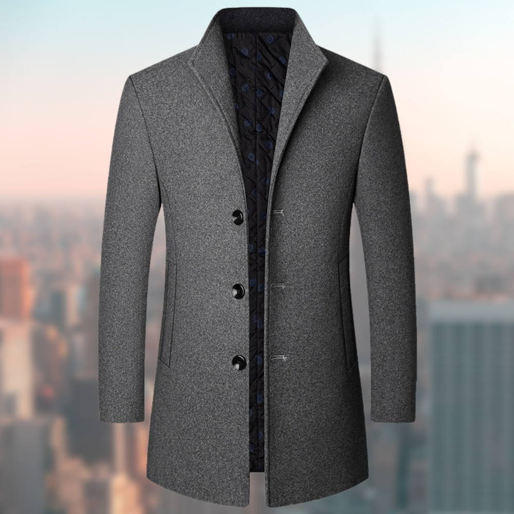 Herren Wintermantel Elegant Schwarz - IdealeKleiden
