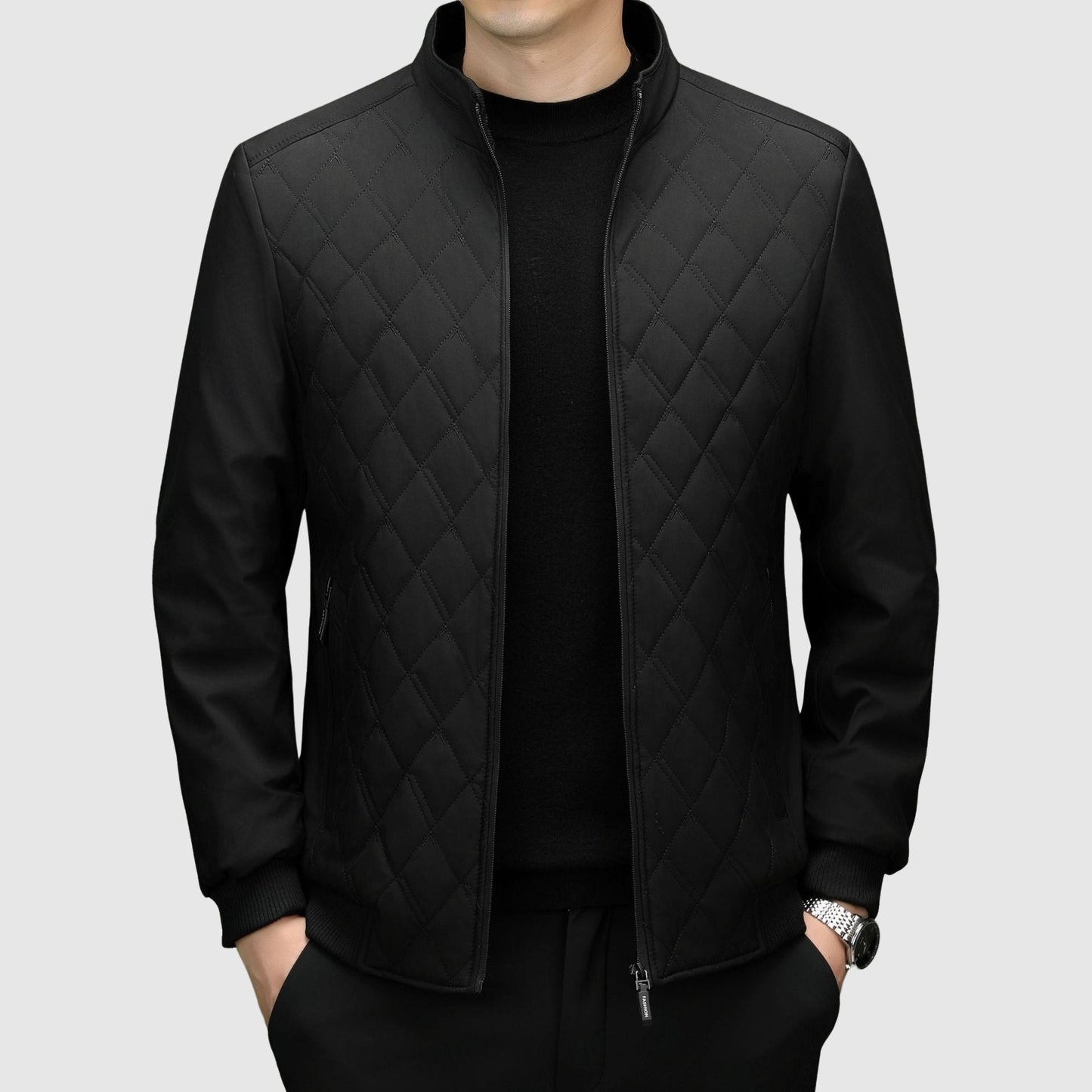 Doudoune matelassée zippée pour hommes - Design moderne sur la poitrine