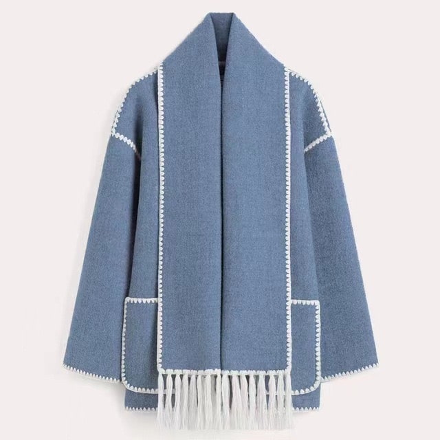 Manteau de laine gris élégant pour femme