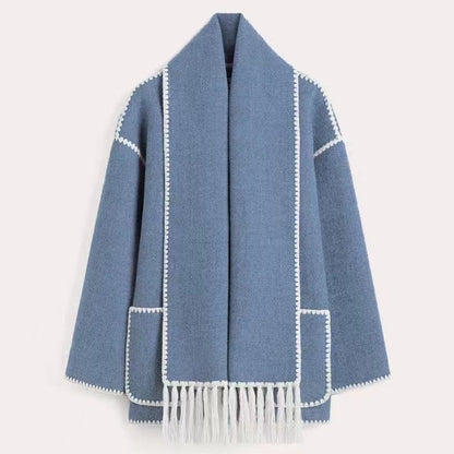 Manteau de laine gris élégant pour femme