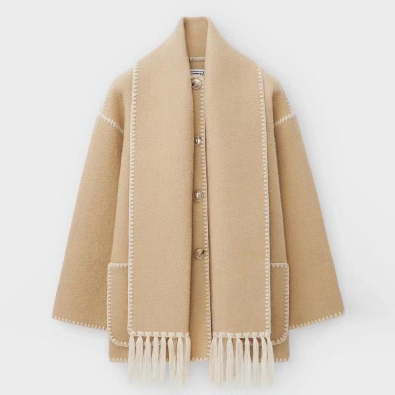 Manteau de laine gris élégant pour femme