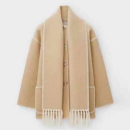 Manteau de laine gris élégant pour femme