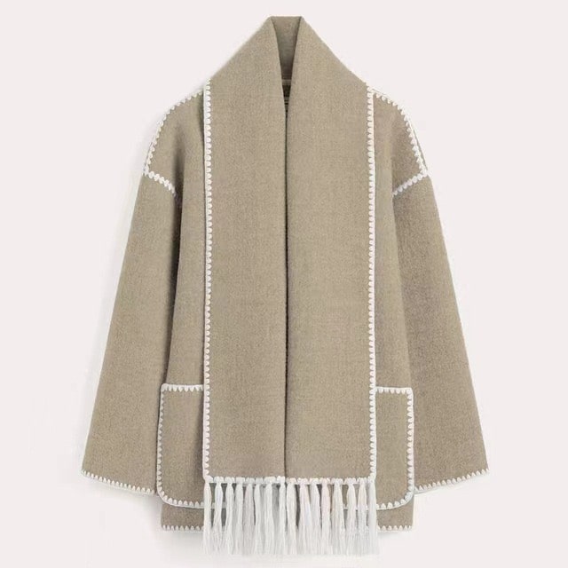 Manteau de laine gris élégant pour femme