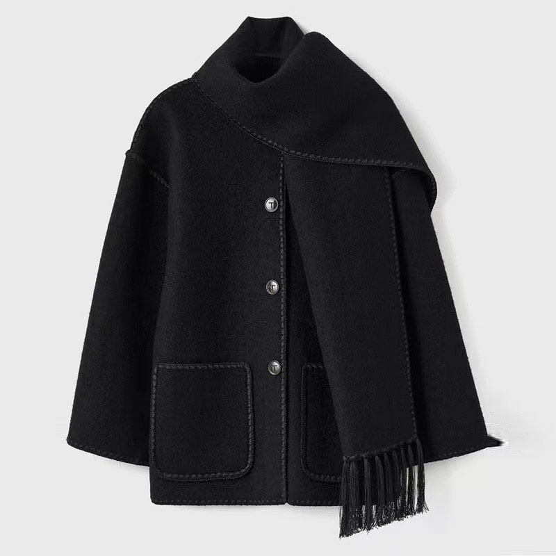 Manteau de laine gris élégant pour femme