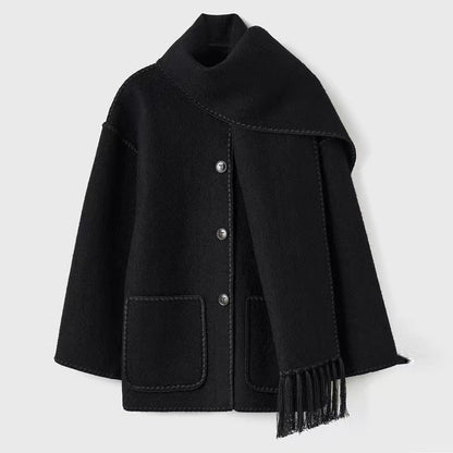 Manteau de laine gris élégant pour femme