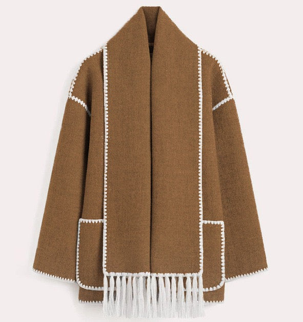 Manteau de laine gris élégant pour femme