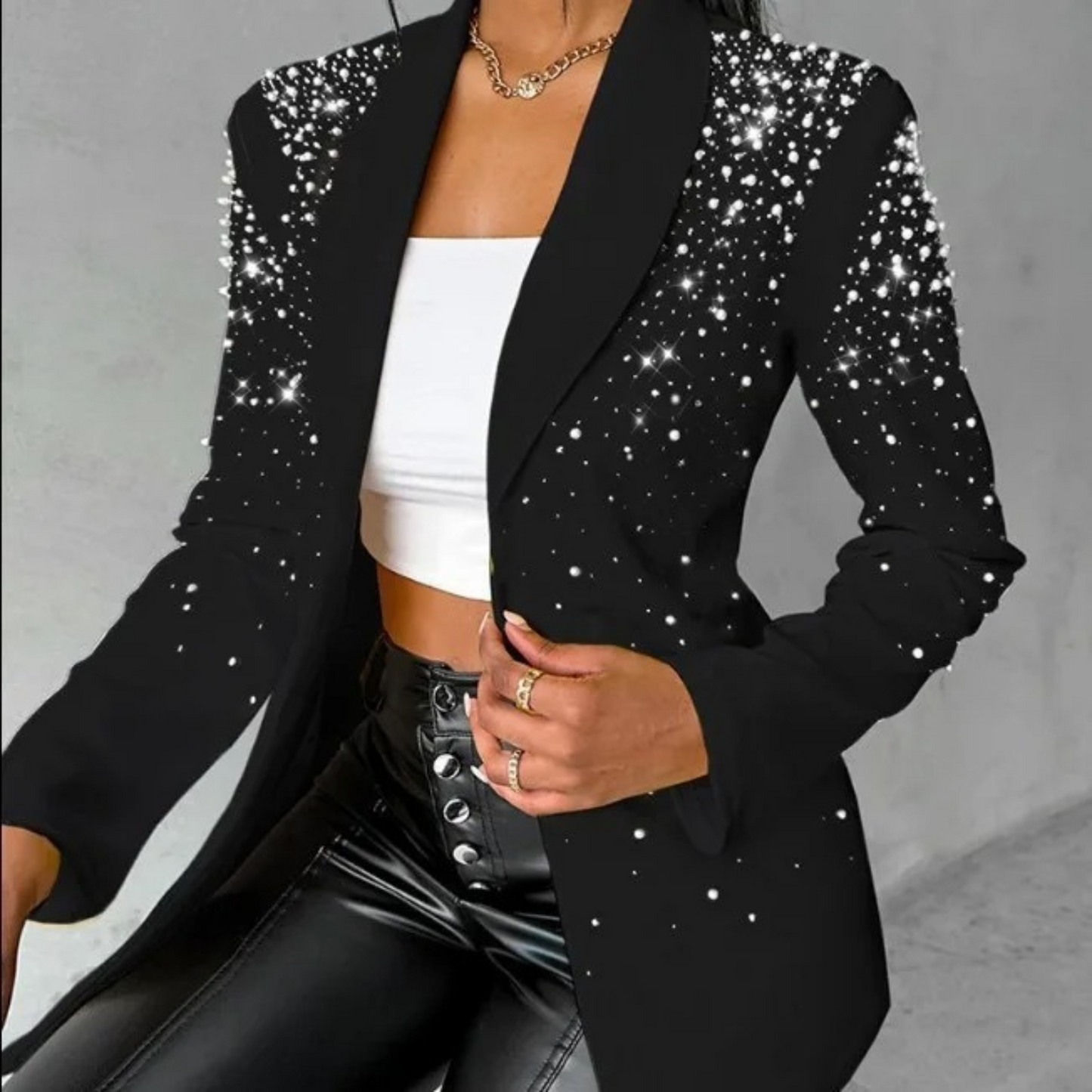 Blazer élégant pour femme avec broderie de perles