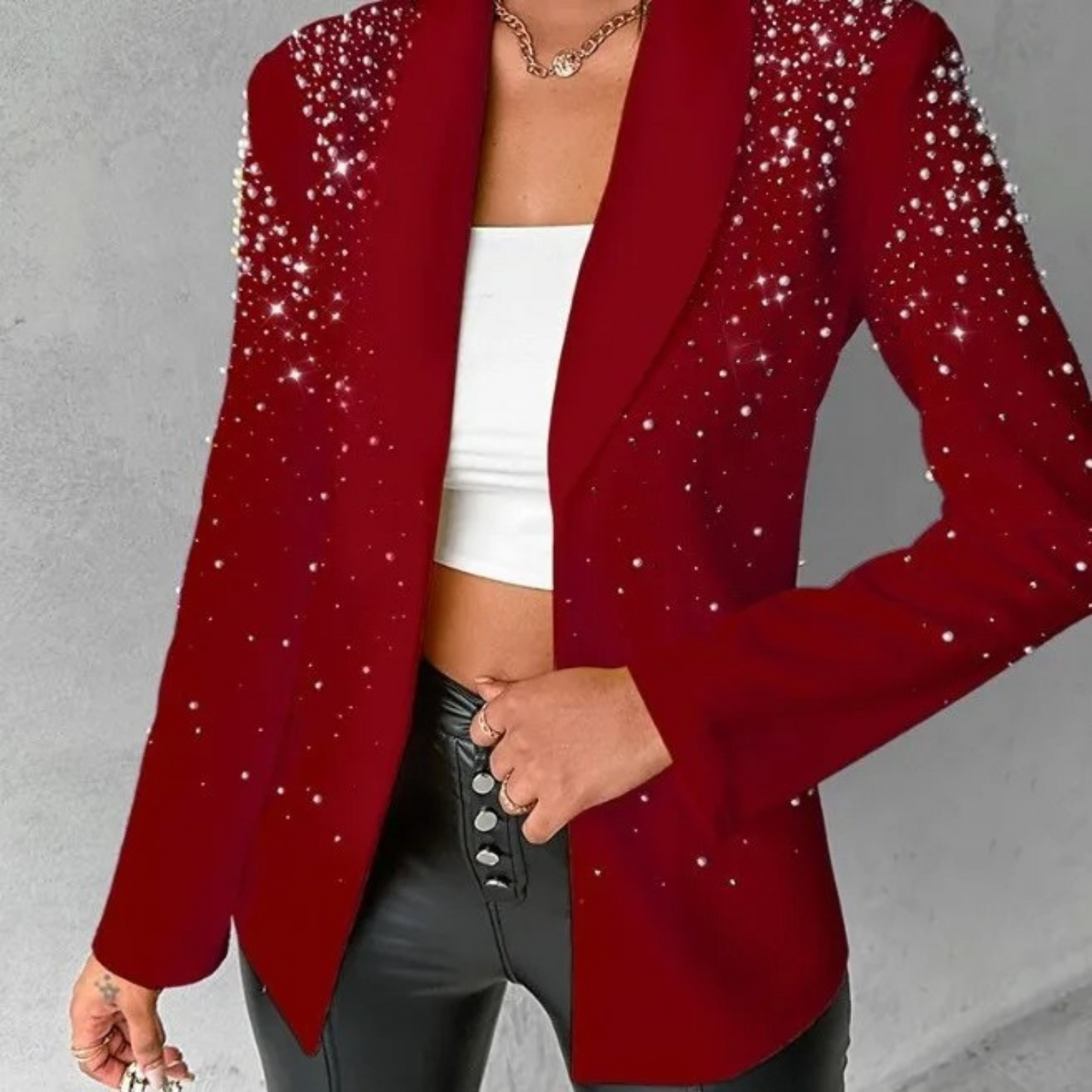 Blazer élégant pour femme avec broderie de perles
