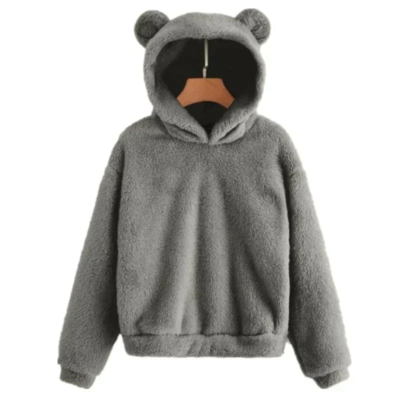Stylischer Bären-Pulli Damen Kapuze - IdealeKleiden
