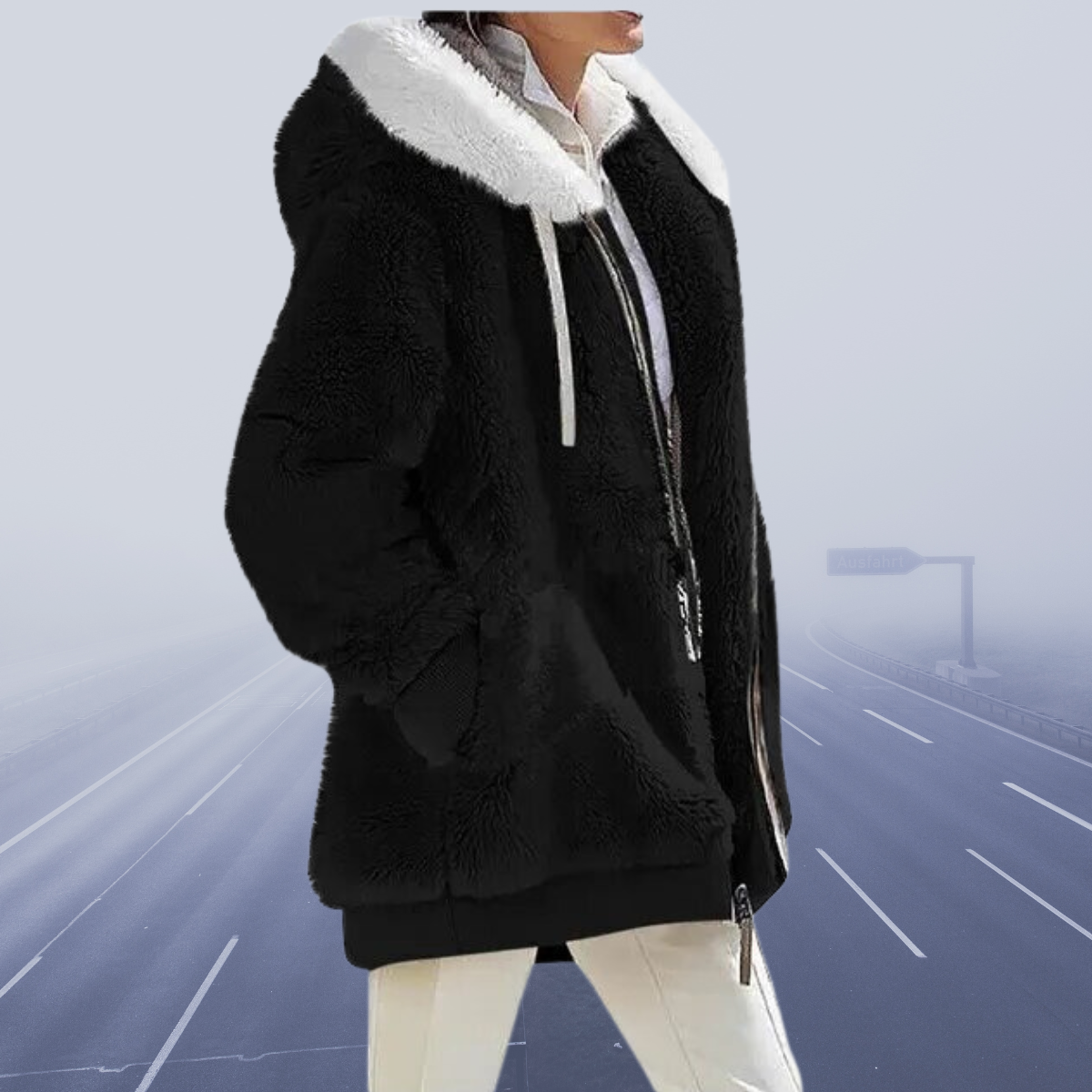 Veste oversize femme en teddy-peluche manteau chaud d'hiver