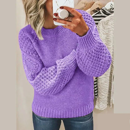 Pull élégant col rond en maille pour femme