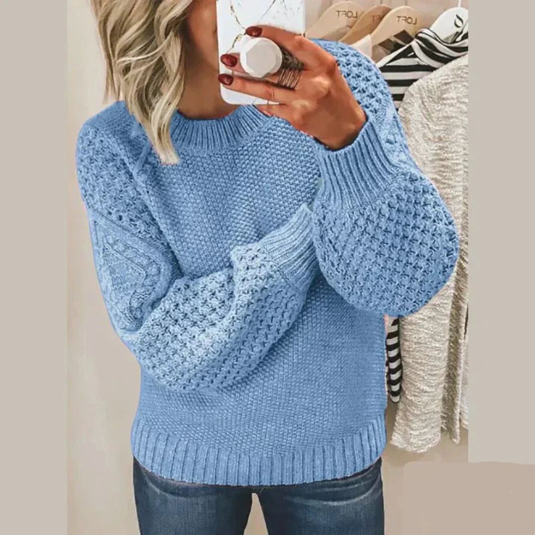 Pull élégant col rond en maille pour femme