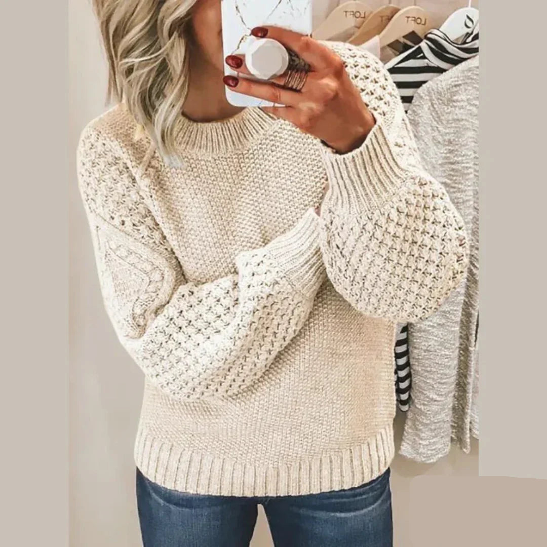 Pull élégant col rond en maille pour femme
