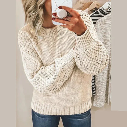 Pull élégant col rond en maille pour femme