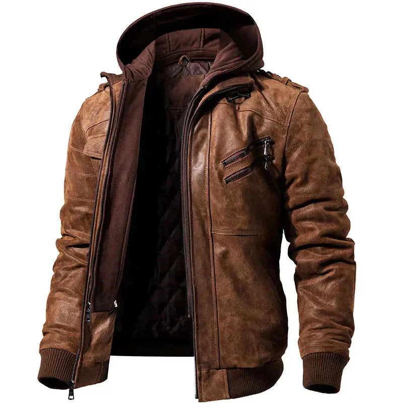 Blouson en cuir élégant style homme