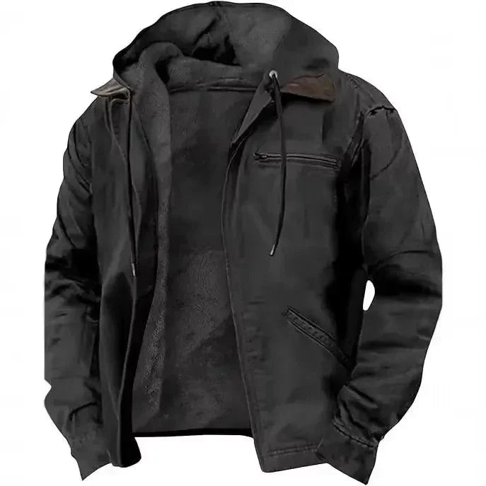 Veste d'hiver pour hommes, chaude, épaisse, à capuche