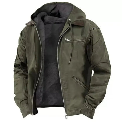Veste d'hiver pour hommes, chaude, épaisse, à capuche