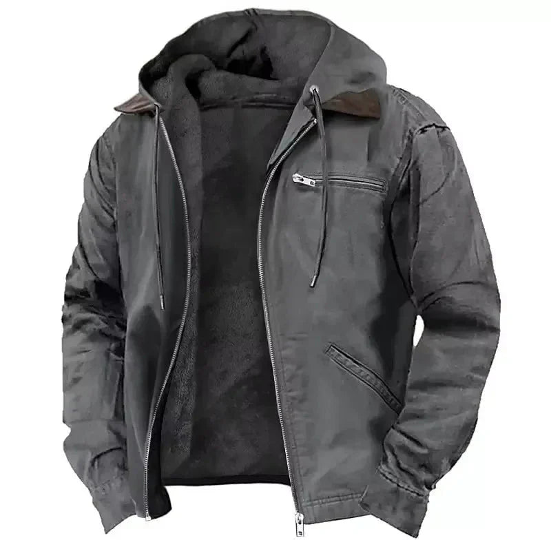Veste d'hiver pour hommes, chaude, épaisse, à capuche