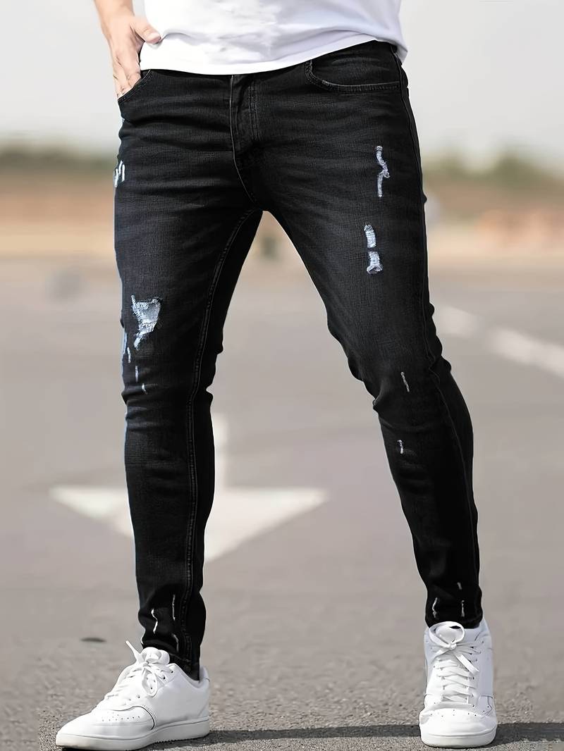 Jean déchiré homme extensible coupe skinny