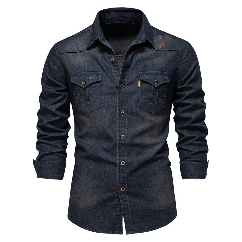 Chemise en jean homme slim fit manches longues boutonnée
